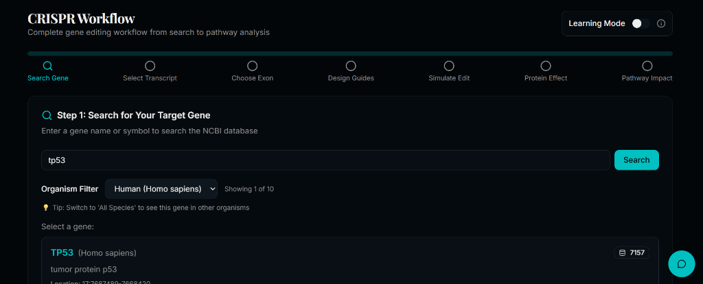 Bionised BioKit interface showcasing CRISPR guide designer, exon mapping, and sequence analysis tools